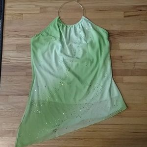 Lime green halter top w/sparkles